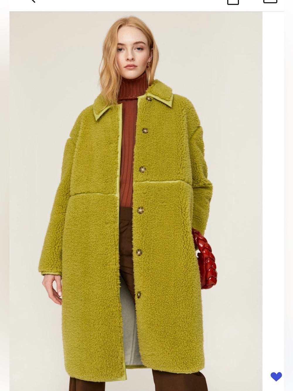 Something Navy Lime Green Faux Shearling Coat